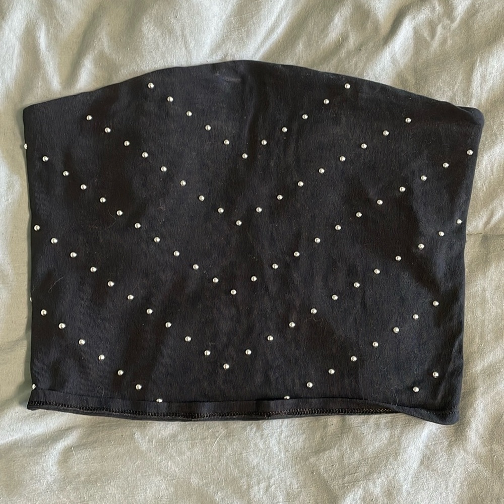 VS PINK Black Studded Cropped Tube Top